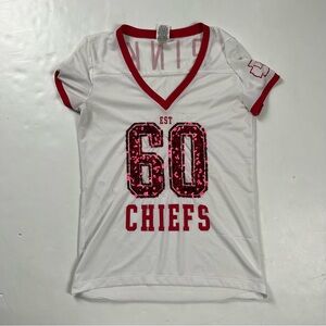 PINK Victoria's Secret White and Red Chiefs Jersey Top